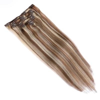 China Long Straight Remy Human Hair Extensions Highlight Clip In Wholesale Silky Straight Wave Best Quality For Women for sale