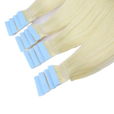 中国 Wholesale Different Russian Silky Straight Double Sided Wave Color Blonde Skin Weft Hair Tape In Hair Extensions 販売のため