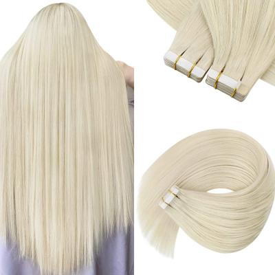 China Invisible Silky Straight Silicone Cuticle Free Invisible Seamless Tape In Hair 100% Hair Extensions Te koop