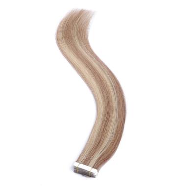 China Factory Wholesale High Quality Russian Highlight Silky Straight 100% Keratin Raw Human Wave Tape In Hair Extensions en venta