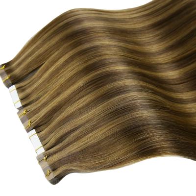 China Wholesale Price Super Silky Straight Double Wave Hair Pulled Tape In Original Factory Color 4 6 PU Extensions Te koop