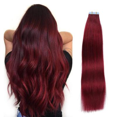 China European High Quality Silky Straight Wave Hair Tape In Extension Remy Tape Hair Extensions Natural Hairline 99J à venda