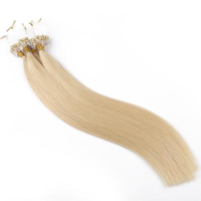 China Wholesale High Quality Italian Keratin Prebonded Raw Human Micro Loop Ring Hair Silky Straight Wave Hair Extensions For Women for sale