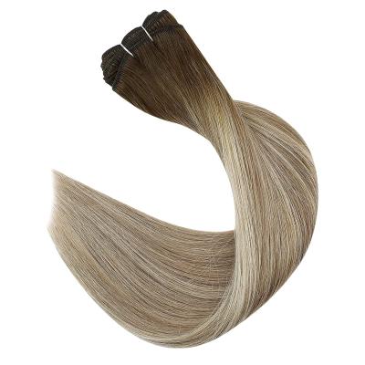 China Silky Straight Wave Real Remy Human Hand Tied Weft Extensions Hair 100 Grams Per Set Sew In Extensions for sale