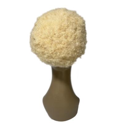 China Wholesale Afro Wave 613 Good Quality Swiss Remy Human Blonde Lace Short Afro Curl Mens Hair Hairpieces 8*10 for sale