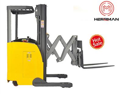 China AC Control 1070x100mm 1000kgs Reach Scissor Lift Forklift Truck for sale