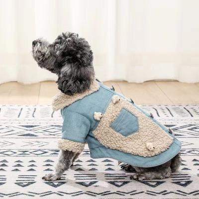 China Autumn and winter sustainable pet cotton-padded coat with small thick warm dog lamb down cowboy coat vest pet products hits for sale