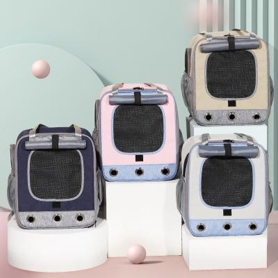 China Durable Cloth Portable Foldable Dog Oxford Travel Pet Cat Bicycle Basket Pet Carrier Expandable Backpack for sale