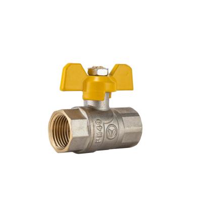 China Portable Custom Design Plastic Yellow Handle Water Valves Brass Butterfly Gas Control Ball Valves for sale