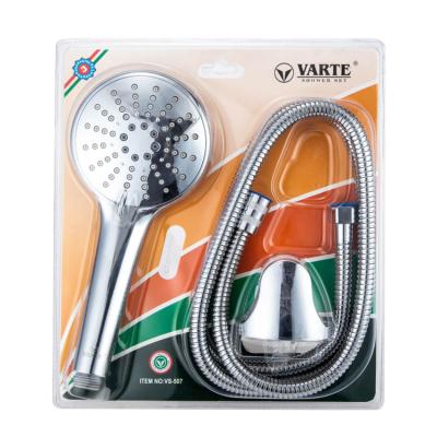 China ABS Plastic Shower Faucets Stainless Steel Metered Hand Held Rain Shower Faucet Set With Rain Shower Head for sale