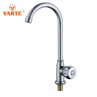 China Thermostatic Faucets Zinc Long Single Handle Neck Faucet Cold Water Ridge Kitchen Sink Basin Faucet for sale