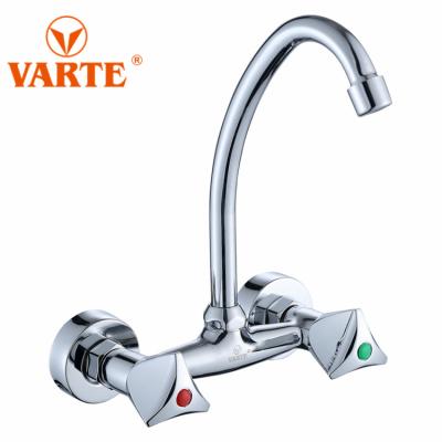 China Thermostatic Faucets Modern Style Double Handles Bathroom Kitchen Mixer Shower Faucet Wall Mounted Faucet for sale