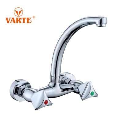 China Thermostatic Faucets Double Handle Zinc Double Core Brass Handles Smart Kitchen Sink Brass Faucet Mixer Shower Faucet for sale