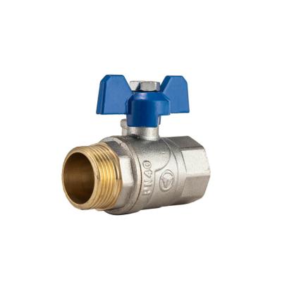 China 3/4 185grams Lithium Blue Handle Portable Brass Sanitary Body PN40 Butterfly Valve for sale