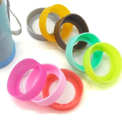 China New Custom Silicone Reusable Protector Viable Hot Water Wine Bottle Coffee Cup Bottom Lid Glass Sleeve for sale