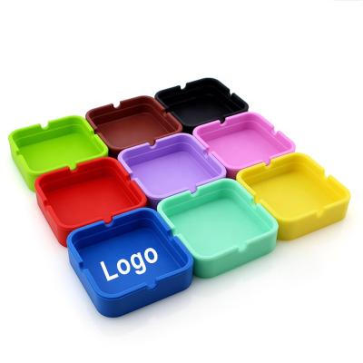 China Wholesale cheap custom printed silicone logo square silicone cigar heat resistant ashtray for sale