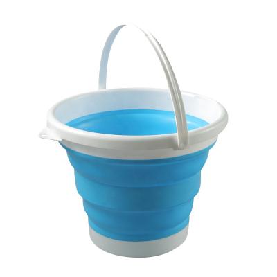 China Sustainable Outdoor 10L Camping Fishing Collapsible Water Bucket Camping Folding Use Silicone Plastic Collapsible Wash Basin for sale