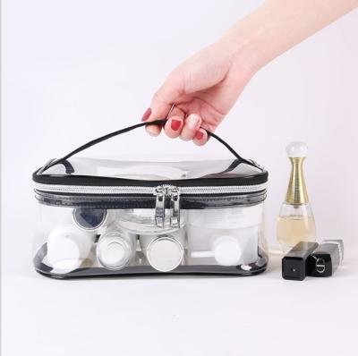 China Fashion PVC Transparent Zipper Cosmetic Bag Waterproof Bathroom Toiletry Make Up Bag With Zipper for sale