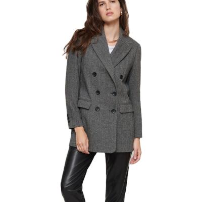 China Spring Jacket Autumn Outwear Women's Viable Double Breasted Blazer Casual Black Gray Formal For Ladies for sale