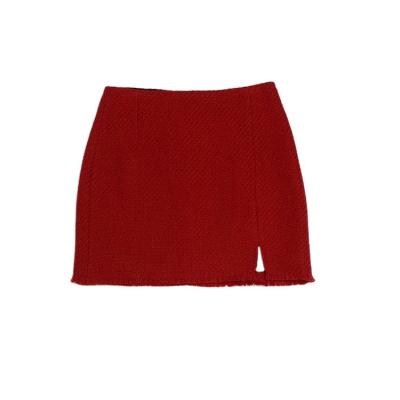 China Wholesale Custom Fashion Soft Skirts Anti-Static With Solid High Waisted Wool Mini Skirt For Ladies for sale