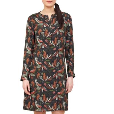 China Latest Summer Breathable Elegant Floral Print Women Long Sleeve Dress Dress With Comfortable Fabric for sale