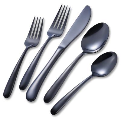 China Sustainable Black Cutlery Set , Unique Design Color Stainless Steel Flatware Set For Wedding for sale