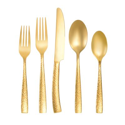 China LFGB Sustainable Luxury Stainless Steel Flatware Set / Cutlery Sets With 24k Gold Plated In Color Box for sale