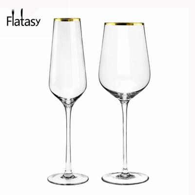 China Wholesale 2021 hot sale gold rim antique wine champagne glass for wedding for sale