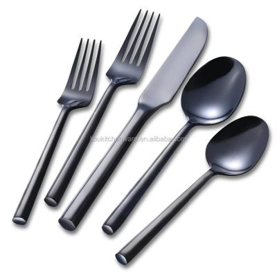 China Sustainable Hot Sale Hexagonal Handle Black Stainless Steel Cutlery Set for sale