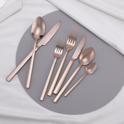 China Sustainable Wholesale Copper Fork Knife Spoon, Rose Gold Cutlery Flatware Set To Wedding for sale