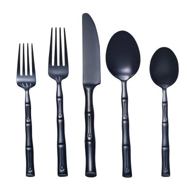 China Sustainable Black Flatware Set , Bamboo Cutlery Set For Wedding Restaurant Hotel for sale