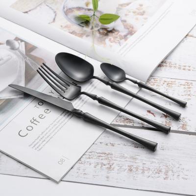 China Viable Wholesale Cutlery Two Tone Black Stainless Steel Flatware Set To Wedding Event Rental for sale