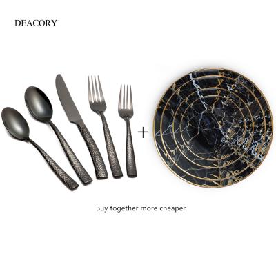 China Wholesale viable stainless steel matte black flat dinnerware and bone china black marble dish for wedding for sale