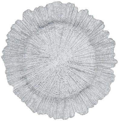 China Good Quality Sustainable Silver Glass Charger Plates For Wedding for sale