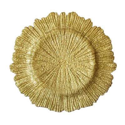 China High Quality Round Stocked Gold Foil Charger Dishes Silver Foil Charger Dishes 13inch For Wedding And Party for sale