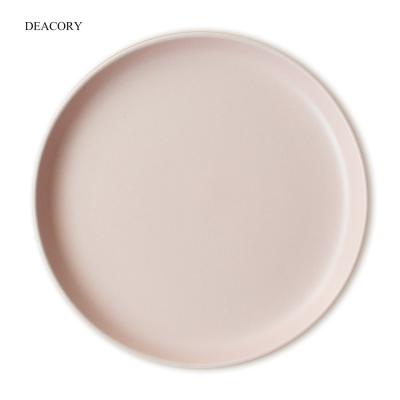 China Viable Wholesale Porcelain Pink Ceramic Wedding Dinner Stoneware Rental Dish Sets for sale