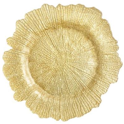 China Sustainable Hot Selling Gold Rim Glass Charger Plates for sale