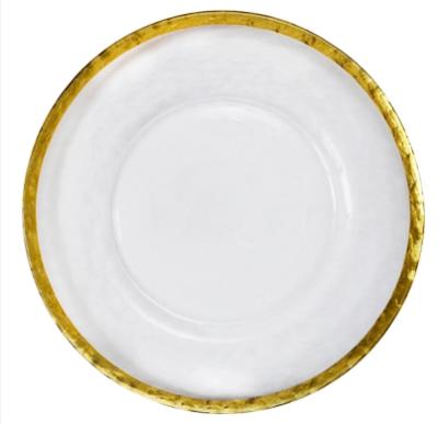 China Sustainable Hot Selling Gold Rim Glass Charger Plates for sale