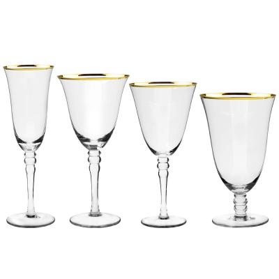 China High Quality Popular Champagne Gold Rim Wine DEACORY Design Goblet Red Wine Glass Set For Wedding Party Hotel for sale