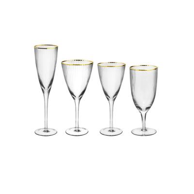 China New Design Wine DEACORY Transparent Gold Rim Champagne Red Goblet Wine Glass Set For Wedding for sale