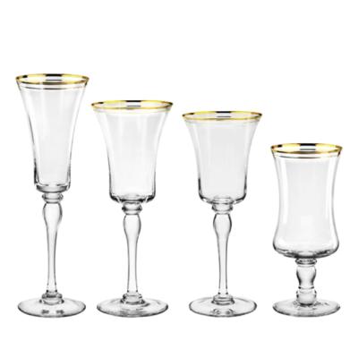 China DEACORY Modern Wholesale Restaurant Gold Rim Water Wine Glass Cup For Wedding for sale