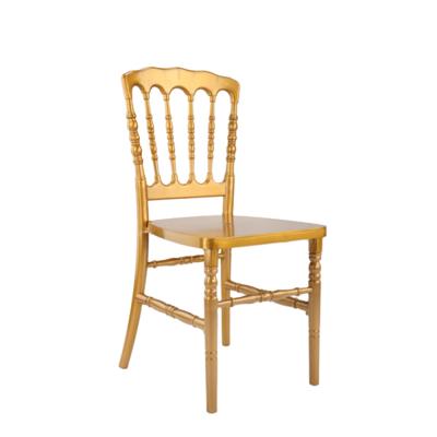 China Modern Wholesale DEACORY Gold Metal Steel Pipe Hotel Restaurant Wedding Banquet Napoleon Dining Chairs for sale