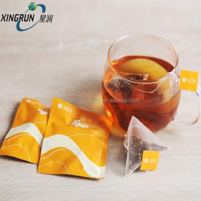 China Biodegradable Triangle Pyramid Shape Hotels PLA Nylon Triangle Mesh Tea Bag for sale