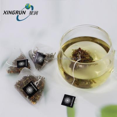 China Tea PLA mesh tea bag packaging triangle tea filter bag nylon material mesh pyramid shaped tea bags for sale