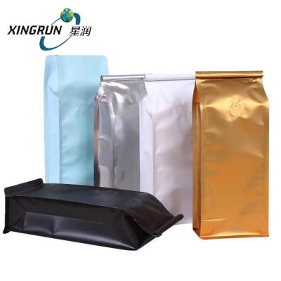 China 1lb Recyclable Coffee Bean Packing Matt Finished Bottom Block Coffee Bags 0.5 lb 90x255x60mm Coffee Valve for sale