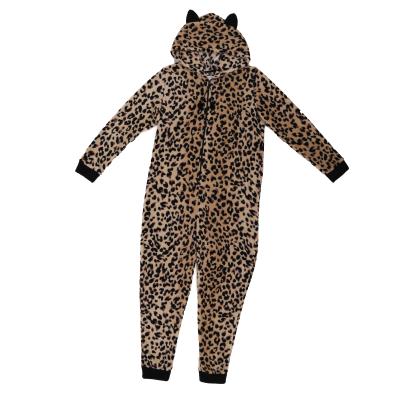 China Sale Leopard Print Thermal Warm Comfortable Plush Cute Hooded Homewear Men Sleep Wear for sale