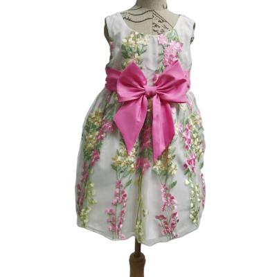 China Anti-wrinkle kids girl apparel kids clothes bridesmaids dress with floral print custom wholesale wear seller designers summer kids for sale