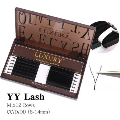 China YY Lash Extensions CC/D/DD Curl 0.10mm Thickness Volume Extension 8-14mm Long Lasting Matte Black False Lashes for sale