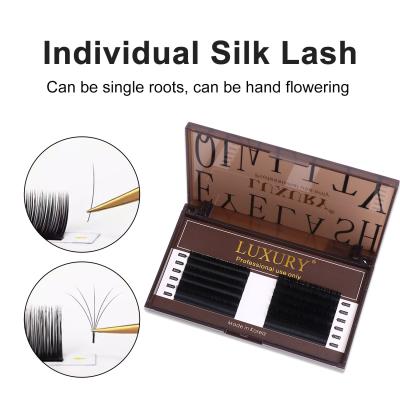 China Premium Silky Volume Classic False Eyelashes Extensions 8-14mm CC/D/DD Curl Black Matte Individual Silk Lashes 12 Rows for sale