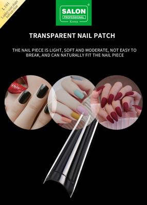 China False Artificial Fingernails ABS Clear Ladder Shape Fake Nails Handmade Soft Gels Press On Nails Wholesale Price for sale